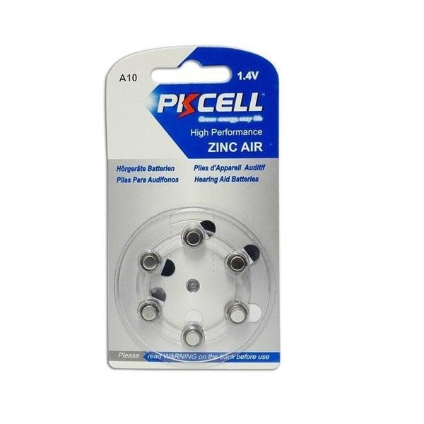 Pkcell PK Cell ZA10-6B Hearing Aid Battery 10; Pack of 6 ZA10-6B